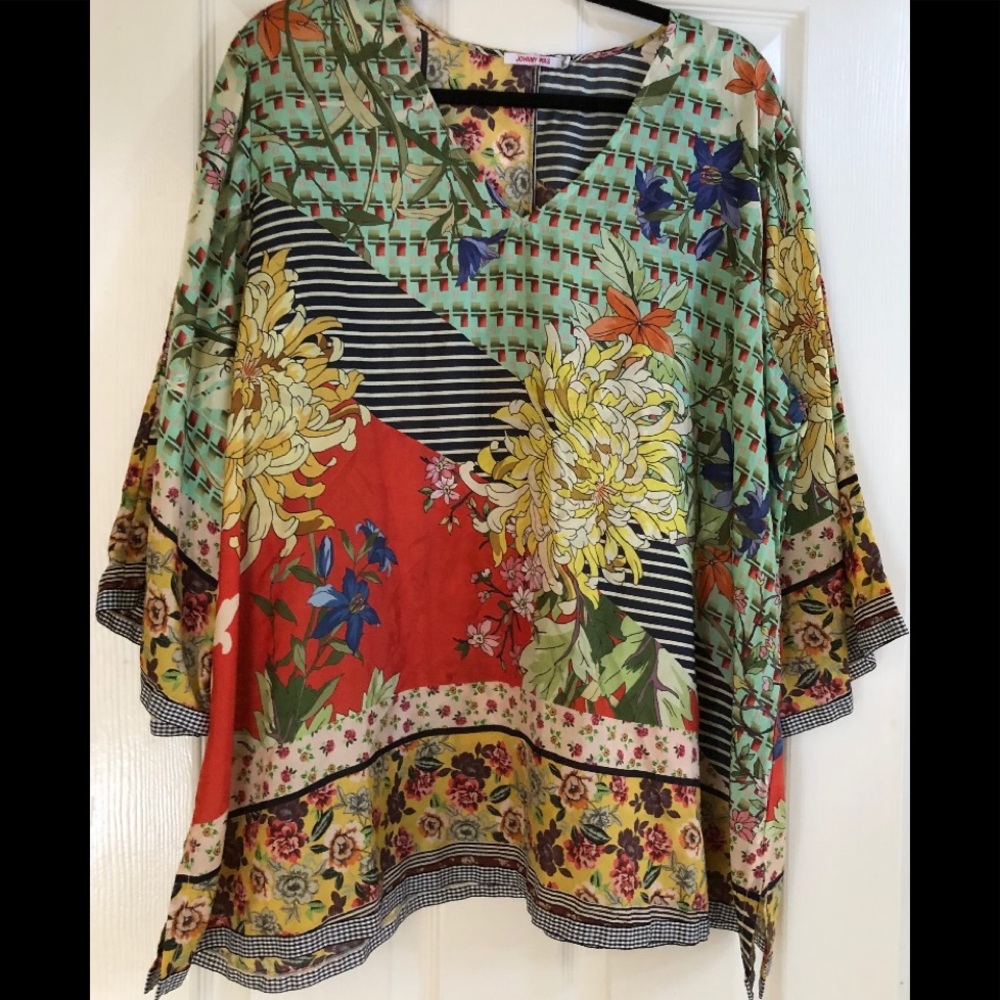 Johnny was silk blouse multi patterned blouse